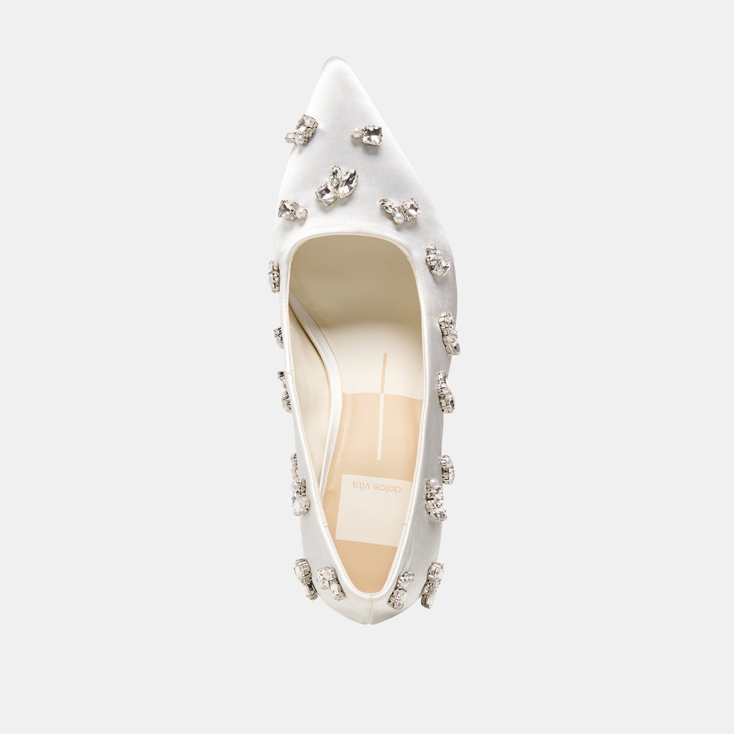 KAYNA RHINESTONE HEELS WHITE SATIN