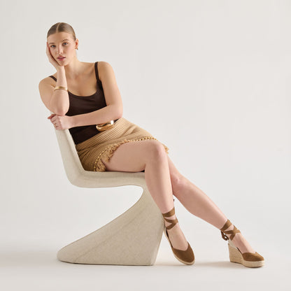 NOURA WEDGES LT BROWN SUEDE