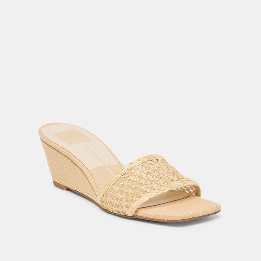 QAILY WIDE WEDGES LT NATURAL RAFFIA