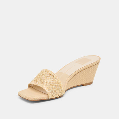QAILY WIDE WEDGES LT NATURAL RAFFIA
