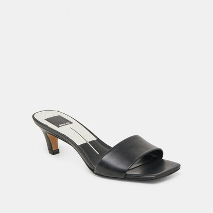 REXA WIDE HEELS BLACK LEATHER