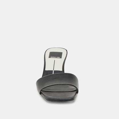 REXA WIDE HEELS BLACK LEATHER