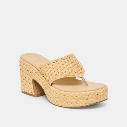 RIPPLE HEELS LT NATURAL RAFFIA