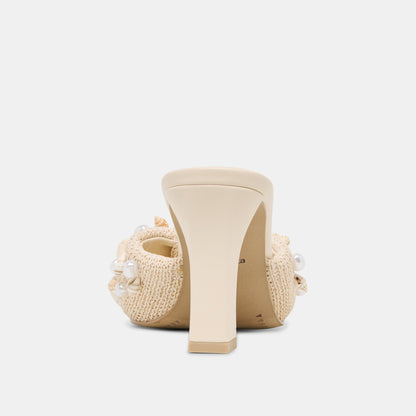 TYLAH HEELS OATMEAL BEADED RAFFIA