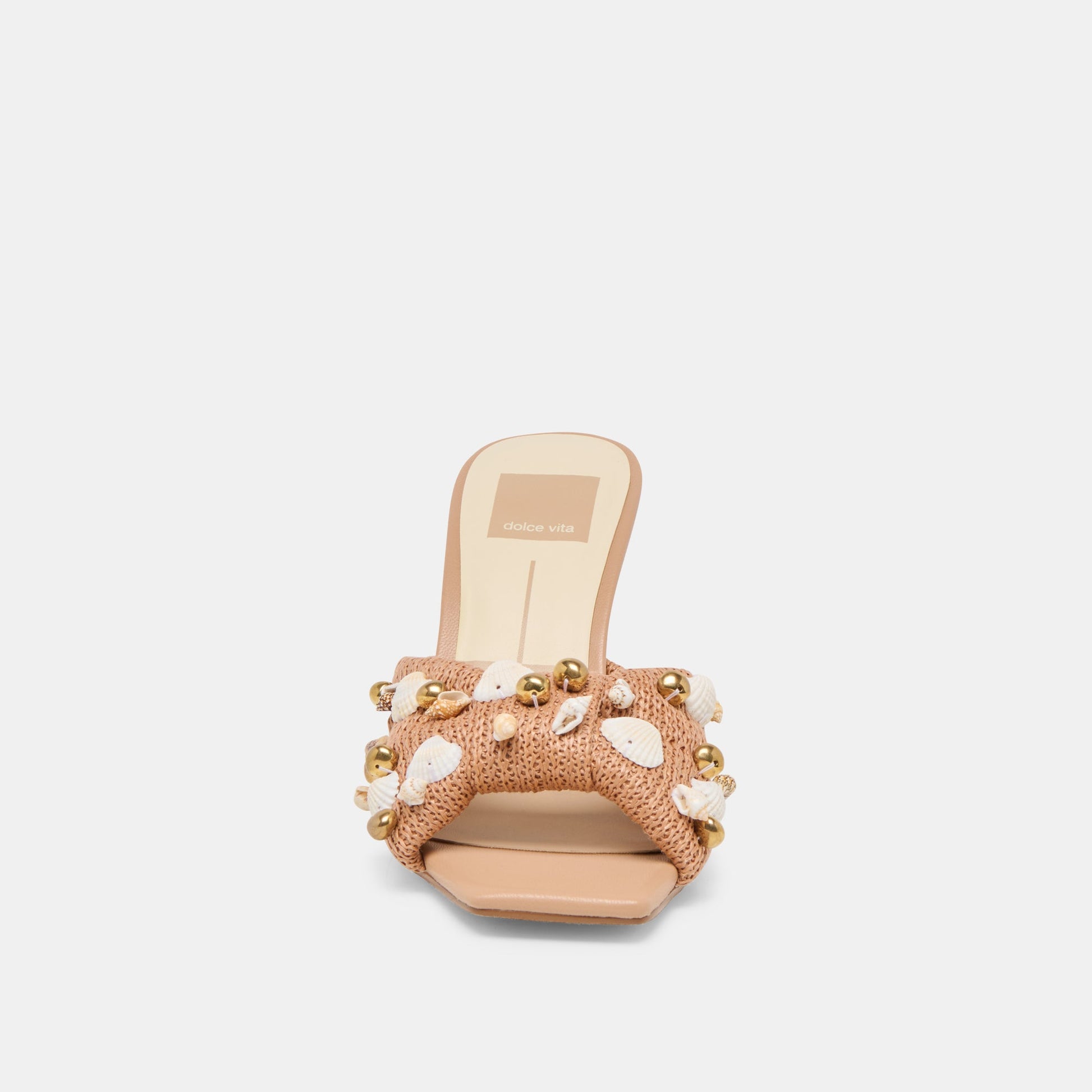 TYLAH HEELS TOFFEE BEADED RAFFIA