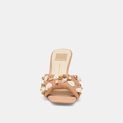 TYLAH HEELS TOFFEE BEADED RAFFIA