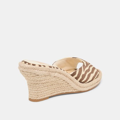 VAYA WEDGES BEIGE ZEBRA RAFFIA