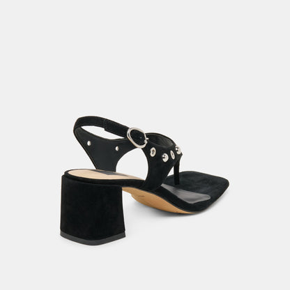YVES STUD HEELS ONYX SUEDE