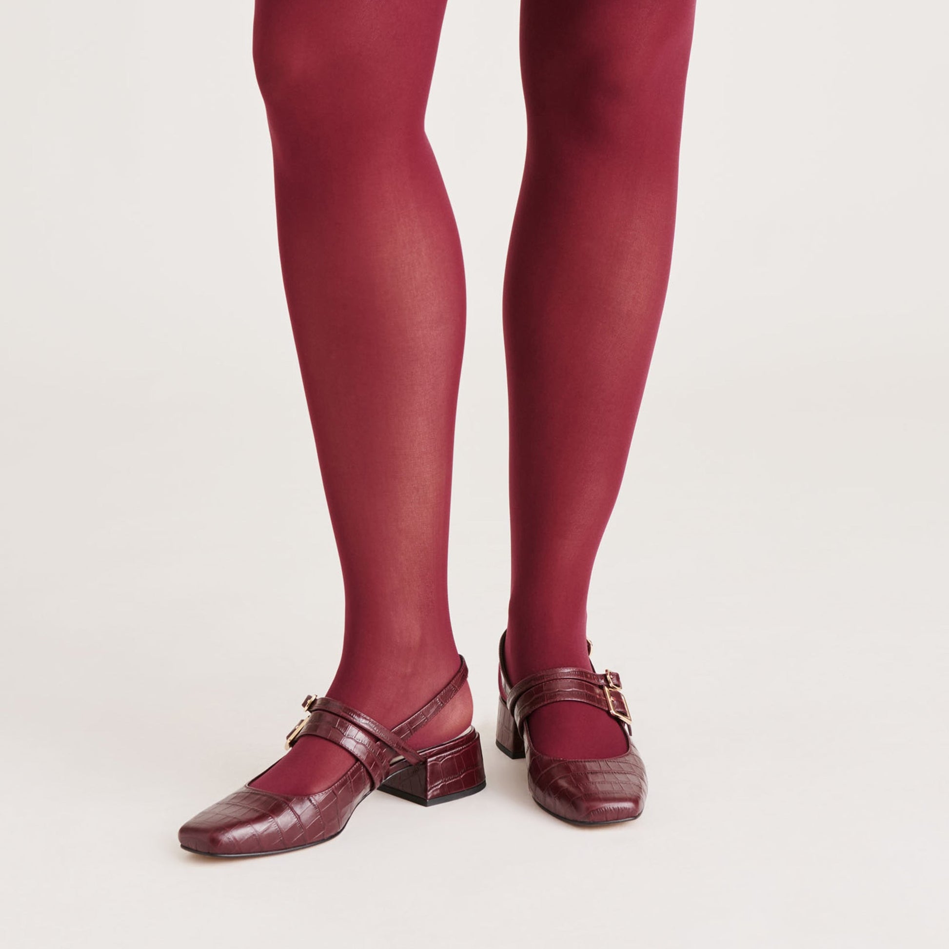 2 PACK SOLID TIGHTS CHERRY BLACK