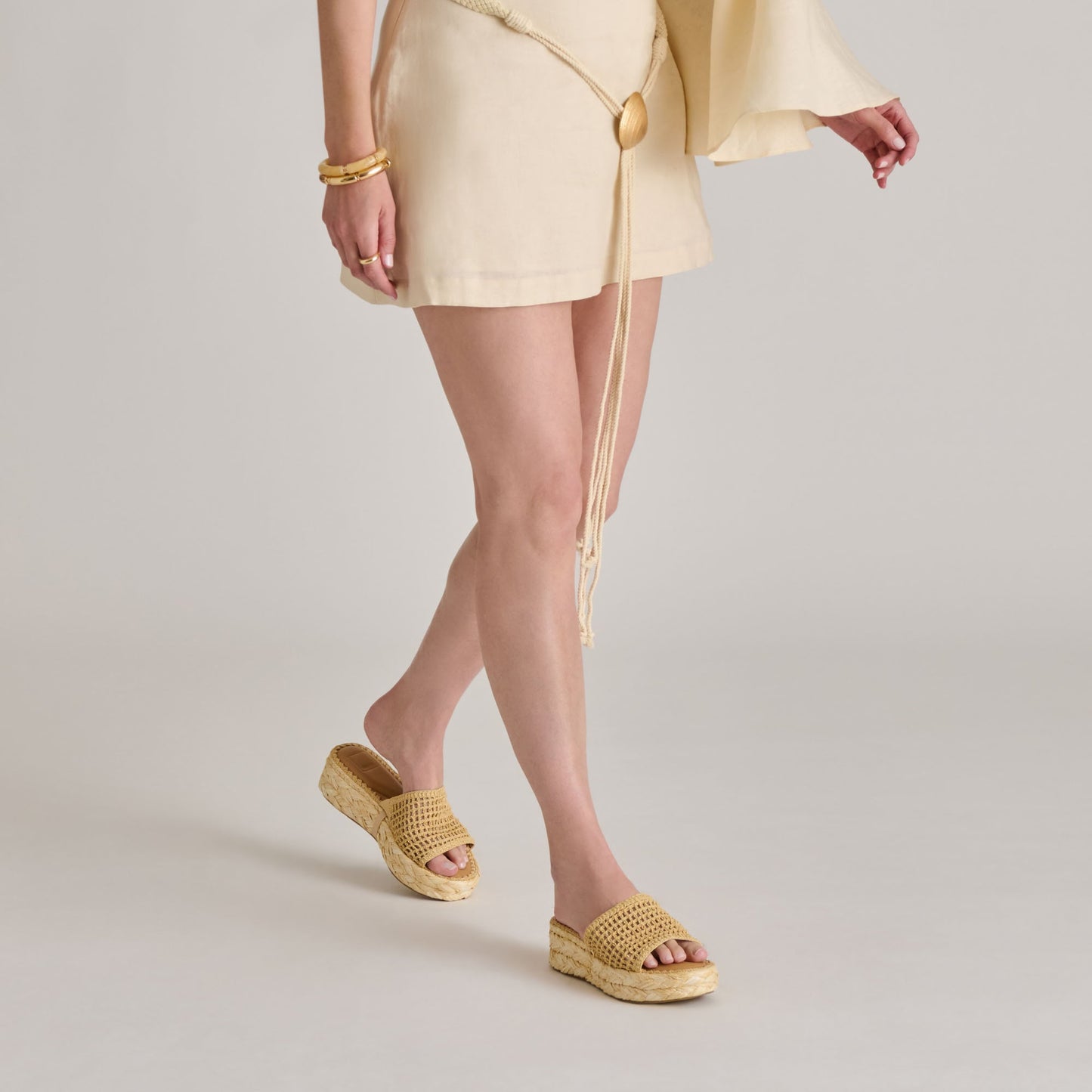 CHAVI MESH SANDALS NATURAL WOVEN RAFFIA