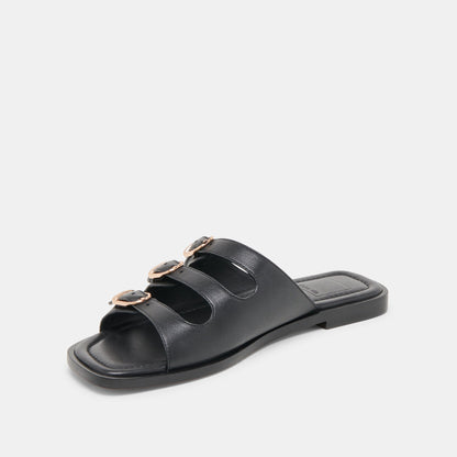 FIN SANDALS BLACK LEATHER