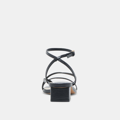 KARLOS WIDE SANDALS BLACK LEATHER
