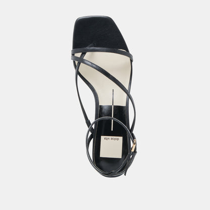 KARLOS WIDE SANDALS BLACK LEATHER