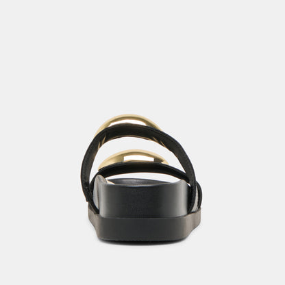 SATINE SANDALS BLACK LEATHER