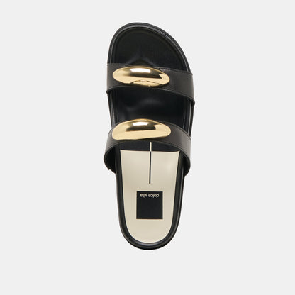 SATINE SANDALS BLACK LEATHER