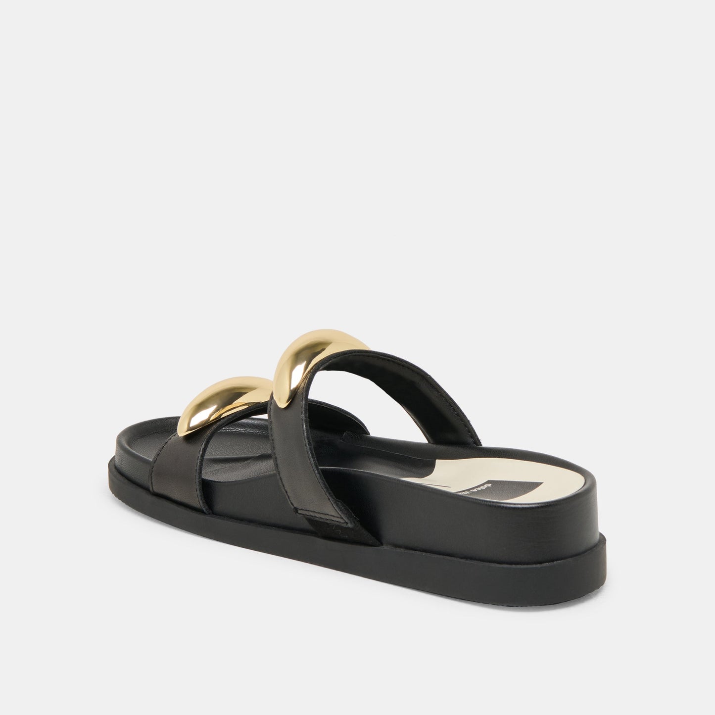 SATINE SANDALS BLACK LEATHER
