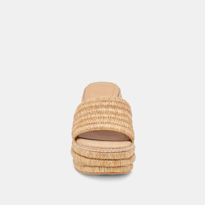 THRONE WIDE WEDGES LT NATURAL RAFFIA