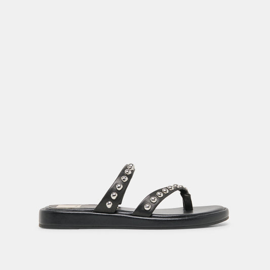 AMARY STUD SANDALS BLACK LEATHER
