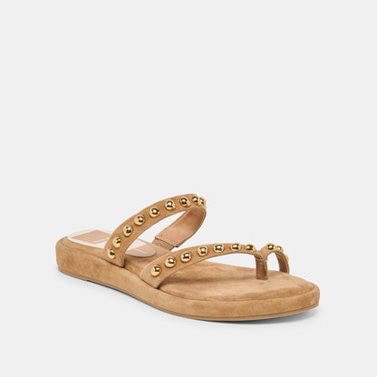 AMARY STUD SANDALS LT BROWN SUEDE