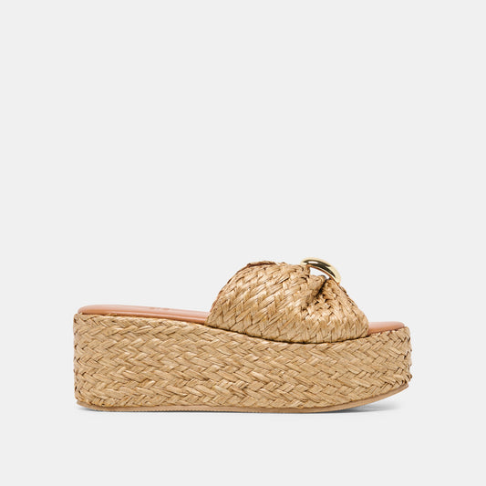 BARRIO WEDGES NATURAL RAFFIA