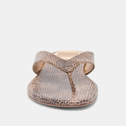 LINNET SANDALS SNAKE TAN EMBOSSED LEATHER