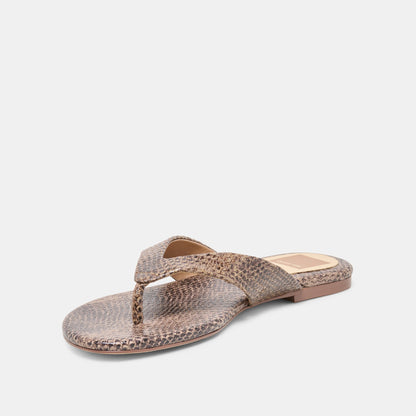 LINNET SANDALS SNAKE TAN EMBOSSED LEATHER