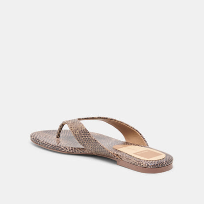 LINNET SANDALS SNAKE TAN EMBOSSED LEATHER