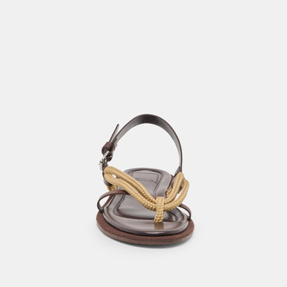REED SANDALS DK BROWN LEATHER