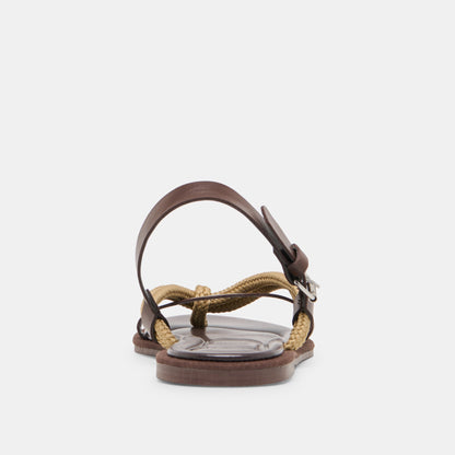 REED SANDALS DK BROWN LEATHER
