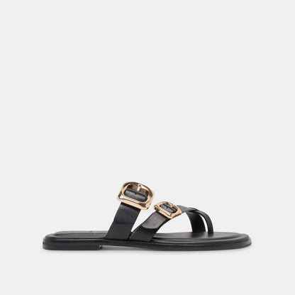 SHORE SANDALS BLACK LEATHER