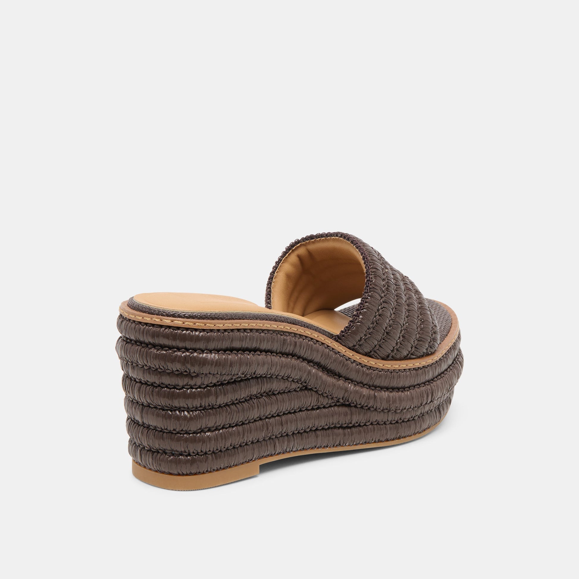 THRONE WEDGES CHOCOLATE RAFFIA
