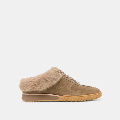IZZEY PLUSH SNEAKERS OLIVE SUEDE