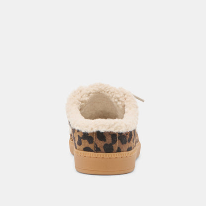NOTICE SLIDE PLUSH SNEAKERS BROWN LEOPARD PRINTED SUEDE