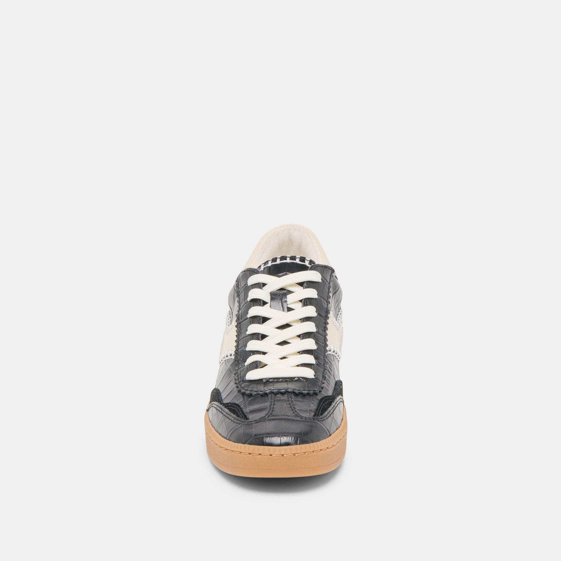 NOTICE STITCH SNEAKERS NOIR CROCO EMBOSSED LEATHER