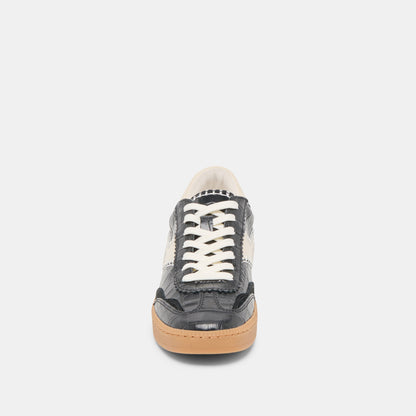 NOTICE STITCH SNEAKERS NOIR CROCO EMBOSSED LEATHER