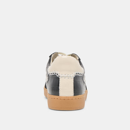 NOTICE STITCH SNEAKERS NOIR CROCO EMBOSSED LEATHER
