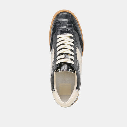 NOTICE STITCH SNEAKERS NOIR CROCO EMBOSSED LEATHER