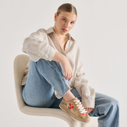 AZALIA SNEAKERS SAND FLORAL RAFFIA