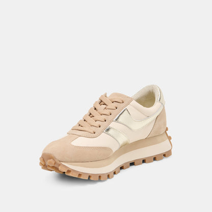 TRESA SNEAKERS WHITE GOLD SUEDE