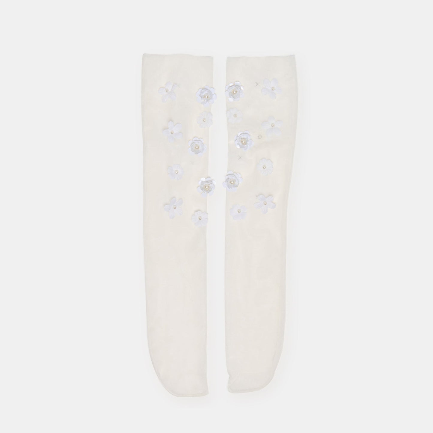 FLORAL CHIFFON SLOUCH SOCKS WHITE