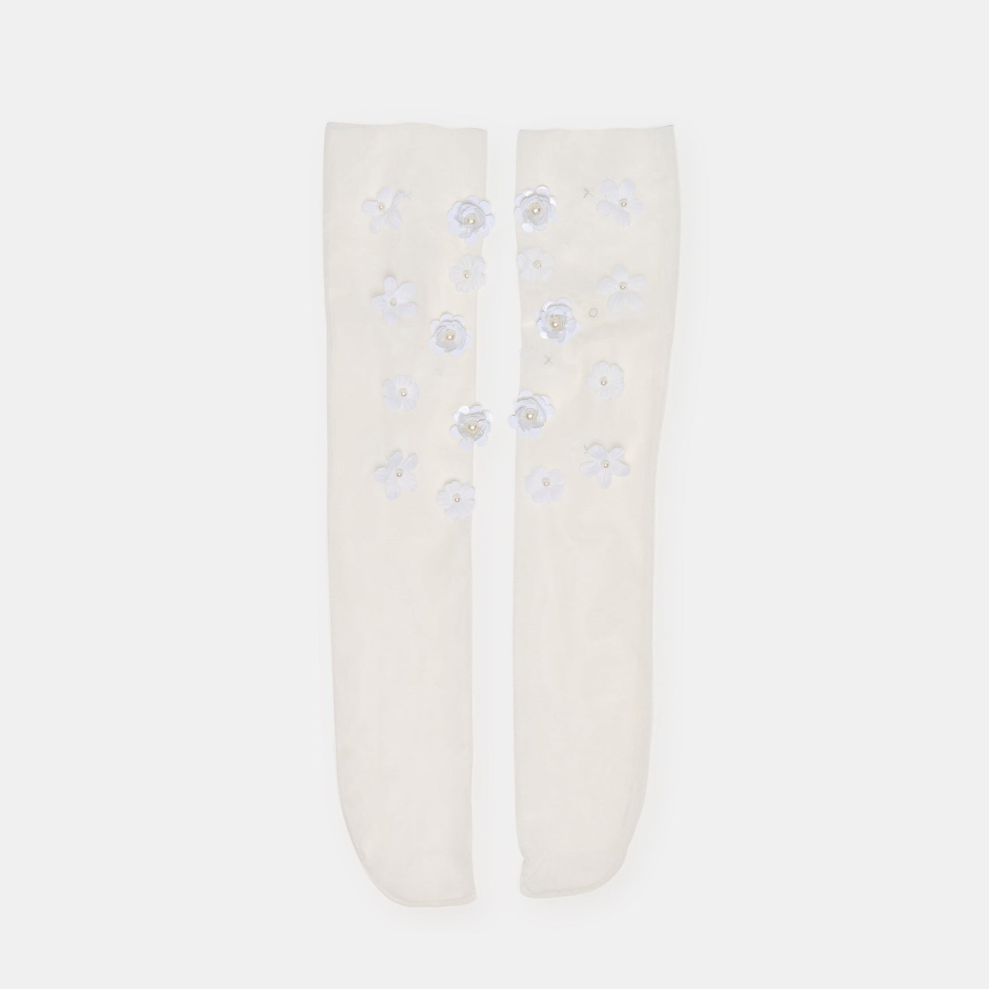 FLORAL CHIFFON SLOUCH SOCKS WHITE