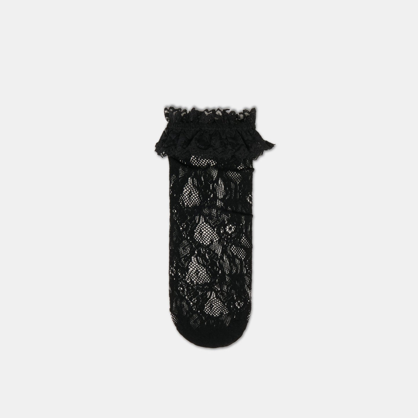 LACE RUFFLE CREW SOCKS BLACK