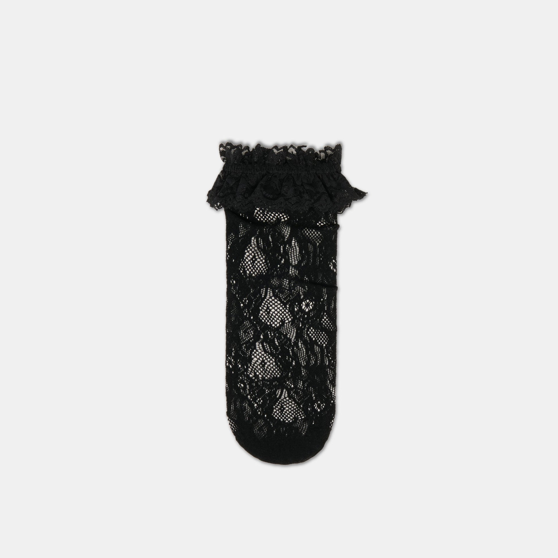 LACE RUFFLE CREW SOCKS BLACK