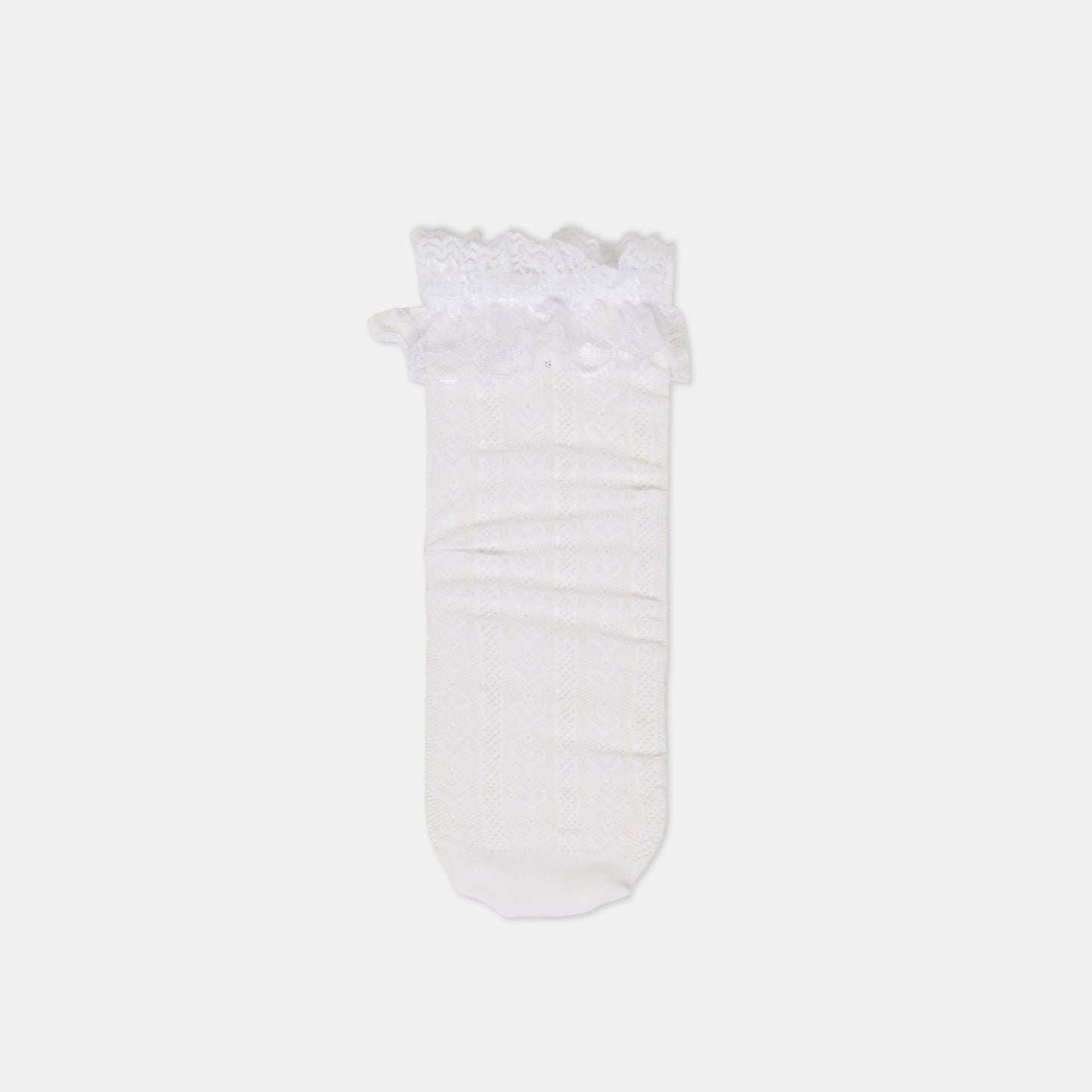 LACE RUFFLE CREW SOCKS WHITE