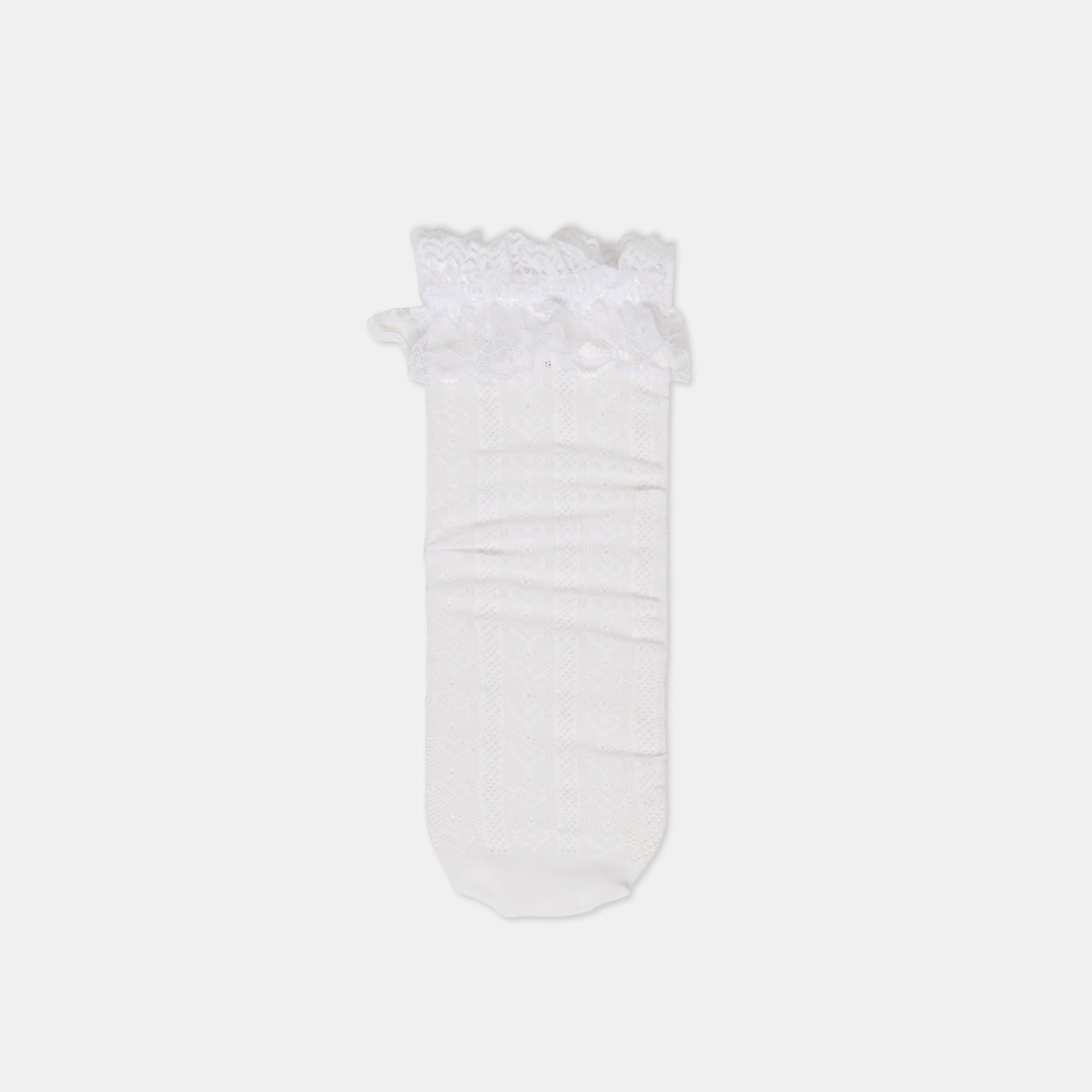 LACE RUFFLE CREW SOCKS WHITE