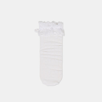 LACE RUFFLE CREW SOCKS WHITE