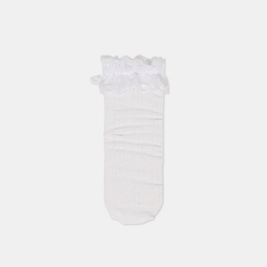 LACE RUFFLE CREW SOCKS WHITE