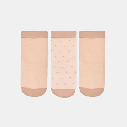 3 PACK DITSY DOT SHEER ANKLET SOCKS BLUSH