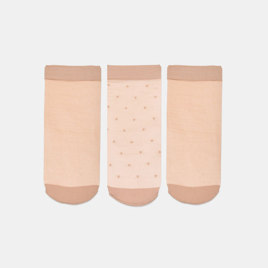 3 PACK DITSY DOT SHEER ANKLET SOCKS BLUSH