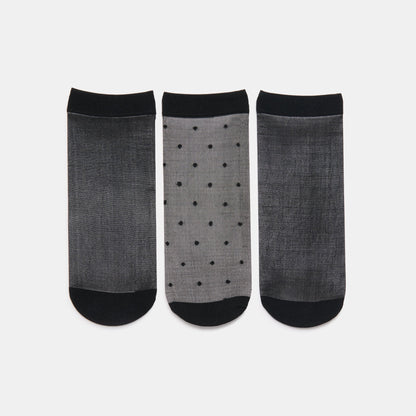 3 PACK DITSY DOT SHEER ANKLET SOCKS BLACK